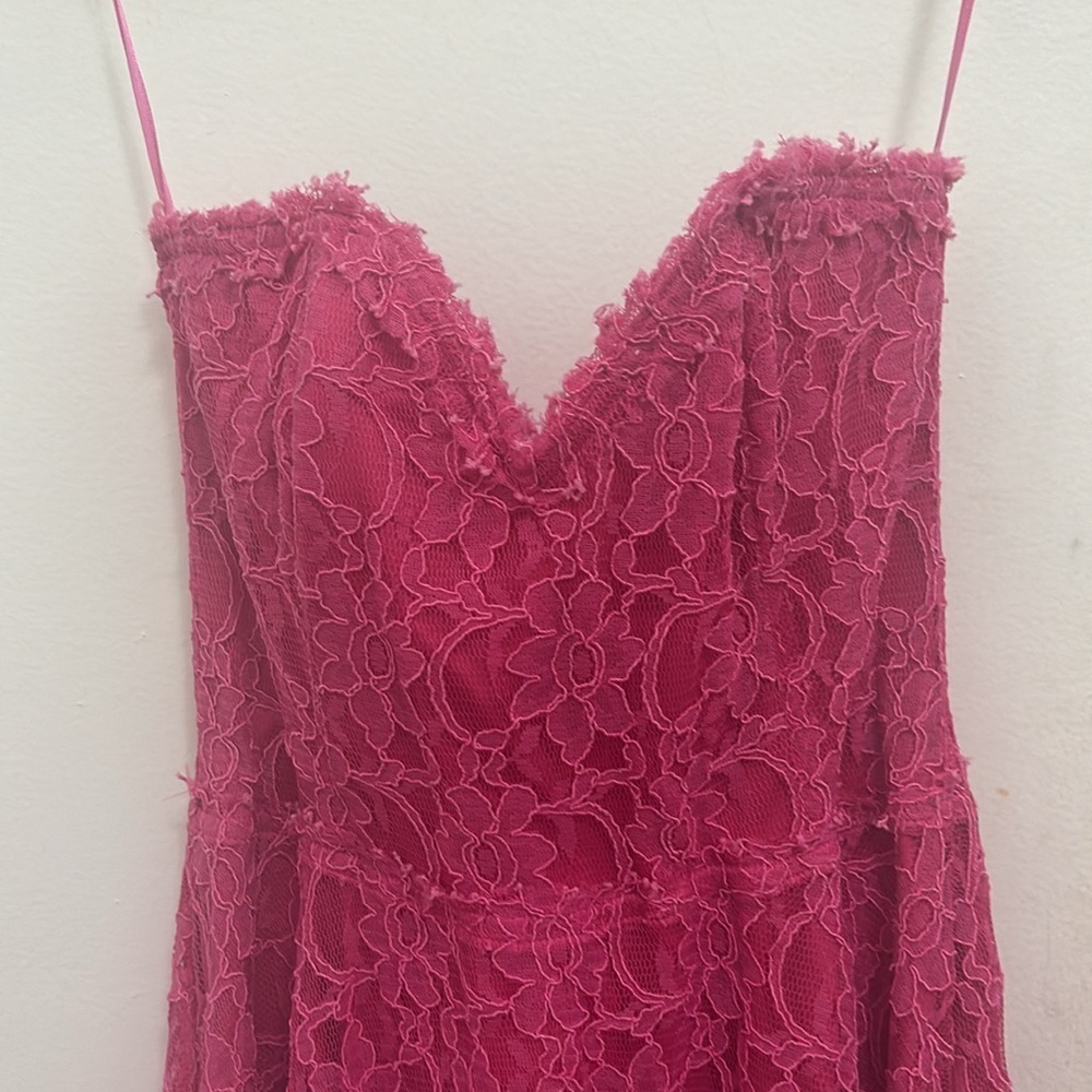 Neiman Marcus Strapless Pink Lace Dress - Picture 7 of 14